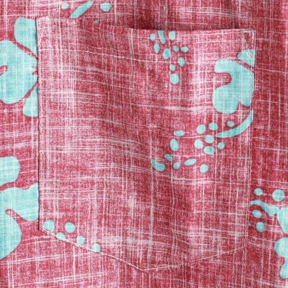 Men's Red Floral Short Sleeve Button Up Beach Tropical Hawaiian Shirt - Picture 5 of 6